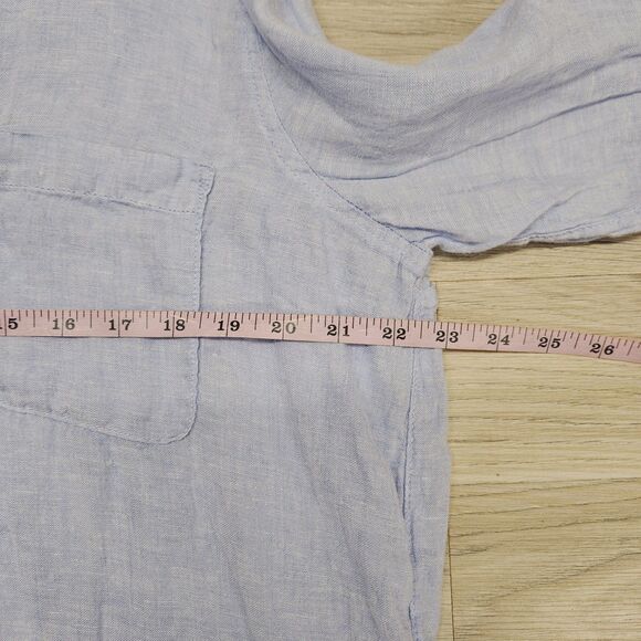 Sigrid Olsen Womens Blue Linen Button Front Shirt Size XL Beachy Coastal - Picture 4 of 7